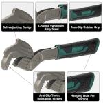 STARTRUAL 3-Piece Self Adjustable Pipe Wrench, 6” 8” 10” Self Locking Wrench, Chrome Vanadium Steel, Non-Slip Handle, For 9/32”-1 3/8” (7-35mm) pipes and nuts