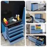 LARBANKE 5-Drawer Rolling Tool Chest with 360° Wheels and Lock&Keys,Tool Cabinet with Non-slip Pearl Cotton Mat and Multifunctional Countertop,Connecting Rods Can Be Connected with 7-Drawer Tool Chest