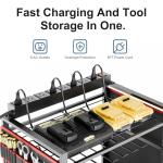 CFMASTER 5-Tier Power Tool Organizer Cart with Charging Station - 8 AC Outlets, 300 lbs Heavy Duty Utility Rack, Rolling Drill Holder & Tool Storage Cart on Wheels for Garage, Workshop, Gift for Men