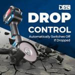 Dong Cheng Cordless Angle Grinder 20V 4-1/2 inch, 9000RPM with Variable Speed, Slide Switch, DSC Protection for Cutting, Grinding, Polishing, Included 6 Discs & 4.0Ah Battery Charger Kit