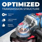 Dong Cheng Cordless Angle Grinder 20V 4-1/2 inch, 9000RPM with Variable Speed, Slide Switch, DSC Protection for Cutting, Grinding, Polishing, Included 6 Discs & 4.0Ah Battery Charger Kit