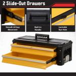 Rolling Tool Box with Wheels - Stackable Tool Box Organizer - Portable Metal Toolbox Tool Chest with Drawers for Garage Workshop by Stalwart (Yellow)