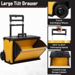 Rolling Tool Box with Wheels - Stackable Tool Box Organizer - Portable Metal Toolbox Tool Chest with Drawers for Garage Workshop by Stalwart (Yellow)