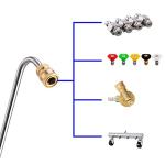 M MINGLE Stainless Steel Pressure Washer Gutter Cleaner Attachment, Angled Extension Wand for Gutter Cleaning, 5 Nozzle Tips, 1/4 Inch Quick Connect, 13 Inch