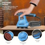 G LAXIA Orbital Sander，2.5Amp 4.9-inch Electric Sander with 20 piece Sanding Discs, 6 Variable Speed 6000-13000OPM and Dust Box for Sanding and Polishing