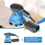 G LAXIA Orbital Sander，2.5Amp 4.9-inch Electric Sander with 20 piece Sanding Discs, 6 Variable Speed 6000-13000OPM and Dust Box for Sanding and Polishing