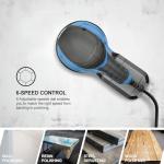 G LAXIA Orbital Sander，2.5Amp 4.9-inch Electric Sander with 20 piece Sanding Discs, 6 Variable Speed 6000-13000OPM and Dust Box for Sanding and Polishing