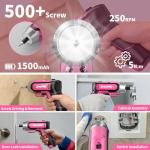 GRENPRO 4V Electric Screwdriver Rechargeable 29pcs, Cordless Screwdriver, USB Small Power Screwdriver Set with Bits, Pink