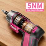 GRENPRO 4V Electric Screwdriver Rechargeable 29pcs, Cordless Screwdriver, USB Small Power Screwdriver Set with Bits, Pink