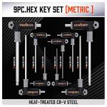 HORUSDY 18-Piece T-Handle allen wrench set, Inch/Metric Long Arm Ball End Hex Key Wrench Set, MM(1.5mm-10mm) SAE(1/16"-3/8")
