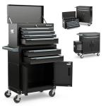 Goplus Tool Chest, 6 Drawers Extra Large Rolling Too Storage Cabinet with 4” Universal Lockable Wheels, Auto Lock, Protective Liner, 2-in-1 Heavy Duty Tool Box for Garage, Workshop