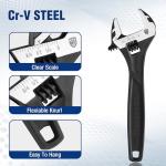 WORKPRO 6" Adjustable Wrench, Black Oxide Wrench 6 Inch with Inch/Metric Scale, Premium Cr-V Steel