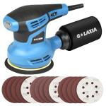 G LAXIA Orbital Sander，2.5Amp 5-inch Electric Sander with 15 piece Sanding Discs, 6 Variable Speed 6000-13000OPM and Dust Collection System for Sanding and Polishing