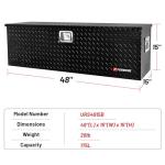 FORWODE 48 Inch Aluminum Truck Bed Tool Box, 48"x15"x15" Diamond Plate Tool Box with Side Handle and Lock, Storage Tool Chest Box for Pickup Truck Bed RV(Black)