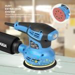 G LAXIA Orbital Sander，2.5Amp 5-inch Electric Sander with 15 piece Sanding Discs, 6 Variable Speed 6000-13000OPM and Dust Collection System for Sanding and Polishing