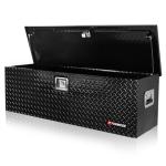 FORWODE 48 Inch Aluminum Truck Bed Tool Box, 48"x15"x15" Diamond Plate Tool Box with Side Handle and Lock, Storage Tool Chest Box for Pickup Truck Bed RV(Black)