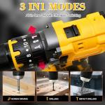 VOYSILI Cordless Brushless Hammer Drill, Compatible with DeWalt 20V MAX Battery (No Battery), 1/2" Power Hammer Drills | Heavy-Duty 3-Mode Hammer Drill for Concrete, Metalworking & Home