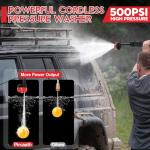 Pircaath Cordless Pressure Washer Gun, Battery Power Washer, 500PSI High Pressure Cordless Power Washer, Portable Pressure Washer with 6-in-1 Nozzle, Handheld Power Washer for Car, Garden-Red