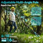 Seesii 2 in 1 Cordless 8 inch Pole Saw & Mini Chainsaw with 2 Battery, Power Electric Polesaw for Tree Trimming, Chain Saw with Extension Pole, Limb Branch Cutter Pruner PS800