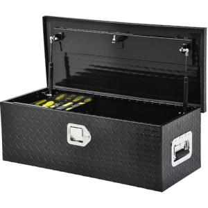 AUTOSAVER88 39 Inch Truck Bed Tool Box, Heavy Duty Aluminum Diamond Plate Tool Box Chest, Waterproof Chest Storage Box with Sliding Shelf and Lock for Trucks, Trailers, RVs, Warehouses