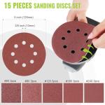 WORKPRO Cordless Random Orbital Sander Brushless 6 Variable Speeds 6000 to 12000 OPM, 20V 5in Electric Orbit Sander for Woodworking with Battery, Charger, Dust Collector, Tool Bag,15 Pcs Sanding Discs