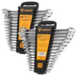 DEKOPRO Combination Wrench Set, SAE&Metric, 30-piece, 1/4'' to 1'' & 8-22mm, 12-Point, Chrome Vanadium Steel, with Plastic Tray