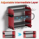 Power Tool Organizer Wall Mount with Charging Station, Garage 4 Drill Storage Shelf with Cordless Tool Holder, Heavy Duty Rack with 8 Outlet Power Strips and Hooks, Gift for Men, Husband (4 Layer)