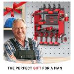 Power Tool Organizer Wall Mount with Charging Station, Garage 4 Drill Storage Shelf with Cordless Tool Holder, Heavy Duty Rack with 8 Outlet Power Strips and Hooks, Gift for Men, Husband (4 Layer)