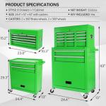 Dawmilon Tool Chest, 8-Drawer Rolling Tool Storage Cabinet with Wheels, Detachable Top Tool Box, and Locking Mechanism, Metal Tool Cart with Liner and 6 Hooks for Garage, Workshop, Green