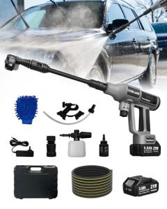 Cordless Pressure Washer 1080PSI with 2 x 3.0 Ah Batteries, Portable Power Washer with 6-in-1 Nozzle,Foam Cannon, Hose, Faucet Adaptor, Handheld Pressure Washer for Car Wash Fences Driveways Patios