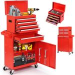 Clickoods 5-Drawer Rolling Tool Chest – 2-in-1 Lockable Tool Box with Wheels, Sliding Drawers & Detachable Top – Garage & Workshop Storage Cabinet, Red