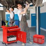 Clickoods 5-Drawer Rolling Tool Chest – 2-in-1 Lockable Tool Box with Wheels, Sliding Drawers & Detachable Top – Garage & Workshop Storage Cabinet, Red