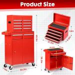Clickoods 5-Drawer Rolling Tool Chest – 2-in-1 Lockable Tool Box with Wheels, Sliding Drawers & Detachable Top – Garage & Workshop Storage Cabinet, Red
