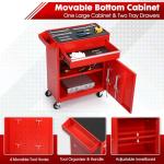 Clickoods 5-Drawer Rolling Tool Chest – 2-in-1 Lockable Tool Box with Wheels, Sliding Drawers & Detachable Top – Garage & Workshop Storage Cabinet, Red