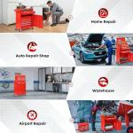 Clickoods 5-Drawer Rolling Tool Chest – 2-in-1 Lockable Tool Box with Wheels, Sliding Drawers & Detachable Top – Garage & Workshop Storage Cabinet, Red