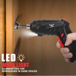 JENABOM 16 in 1 Electric Screwdriver Cordless Rechargeable Small Power Drill Set 3.6V Li-ion 3.5Nm Max Torque Electric Rotatable with LED Light Screwdriver for Home Office DIY Tools (Black)