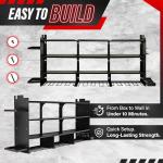 Large Power Tool Organizer Wall Mount, With Attachable Shelves - Garage Storage System, Heavy Duty 4-Tier Rack Holds 12 Drills – Screw Holder Accessories, Utility Shelf for Workshop Organization