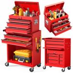 LegacyAmerhome 5-Drawer Rolling Tool Chest with Wheels, 2 in 1 Lockable Tool Box with Drawers, Detachable Top Cabinet & Storage Cart, Steel Tool Cart with Liner & Hooks for Workshop, Warehouse