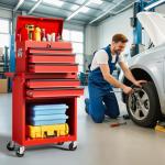 LegacyAmerhome 5-Drawer Rolling Tool Chest with Wheels, 2 in 1 Lockable Tool Box with Drawers, Detachable Top Cabinet & Storage Cart, Steel Tool Cart with Liner & Hooks for Workshop, Warehouse