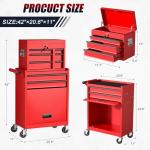 LegacyAmerhome 5-Drawer Rolling Tool Chest with Wheels, 2 in 1 Lockable Tool Box with Drawers, Detachable Top Cabinet & Storage Cart, Steel Tool Cart with Liner & Hooks for Workshop, Warehouse