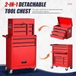 LegacyAmerhome 5-Drawer Rolling Tool Chest with Wheels, 2 in 1 Lockable Tool Box with Drawers, Detachable Top Cabinet & Storage Cart, Steel Tool Cart with Liner & Hooks for Workshop, Warehouse