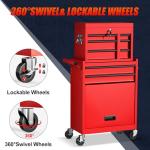 LegacyAmerhome 5-Drawer Rolling Tool Chest with Wheels, 2 in 1 Lockable Tool Box with Drawers, Detachable Top Cabinet & Storage Cart, Steel Tool Cart with Liner & Hooks for Workshop, Warehouse