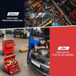 LegacyAmerhome 5-Drawer Rolling Tool Chest with Wheels, 2 in 1 Lockable Tool Box with Drawers, Detachable Top Cabinet & Storage Cart, Steel Tool Cart with Liner & Hooks for Workshop, Warehouse