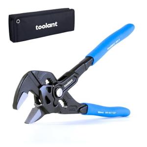 toolant 7-INCH Plier Wrench, CR-V Construction Adjustable Wrench With Pouch, Black Finish Smooth Jaw Pliers, Parallel Jaws with Comfortable Grips, Suitable for All Types of Nuts, Water Pipes, etc