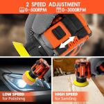 Brushless Small Sander with 36PCS Sandpapers, 2 Variable Speed Cordless Sander (0-500/0-3000 RPM), 3.0Ah Battery, Mini Compact Design Electric Sander for Wood, Metal, Paint Removal, and DIY Projects