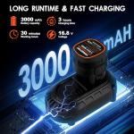 Brushless Small Sander with 36PCS Sandpapers, 2 Variable Speed Cordless Sander (0-500/0-3000 RPM), 3.0Ah Battery, Mini Compact Design Electric Sander for Wood, Metal, Paint Removal, and DIY Projects