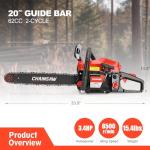 62CC Gas Chainsaw, 20 Inch Power Chain Saw, 2-Cycle Handed Petrol Chainsaws Gasoline Chainsaws Garden Tool for Cutting Trees, Wood, Outdoor Home Garden and Farm Use