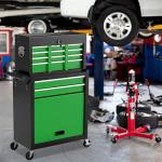 Yaciente 8-Drawer Rolling Tool Chest, High Capacity Removable Tool Storage Cabinet, Detachable Toolbox with Lock for Garage Warehouse and Workshop (Blackgreen)