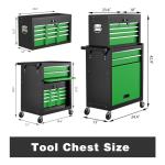 Yaciente 8-Drawer Rolling Tool Chest, High Capacity Removable Tool Storage Cabinet, Detachable Toolbox with Lock for Garage Warehouse and Workshop (Blackgreen)