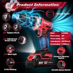 20V Cordless Drill Set,Electric Power Drill Cordless,Power Drill Drivers,Electric Screwdriver - 2.0Ah Batteries, 30Nm，21+1 Torque,2 Speed,34pcs Acessories,Built-in LED,Kit for Home,Red